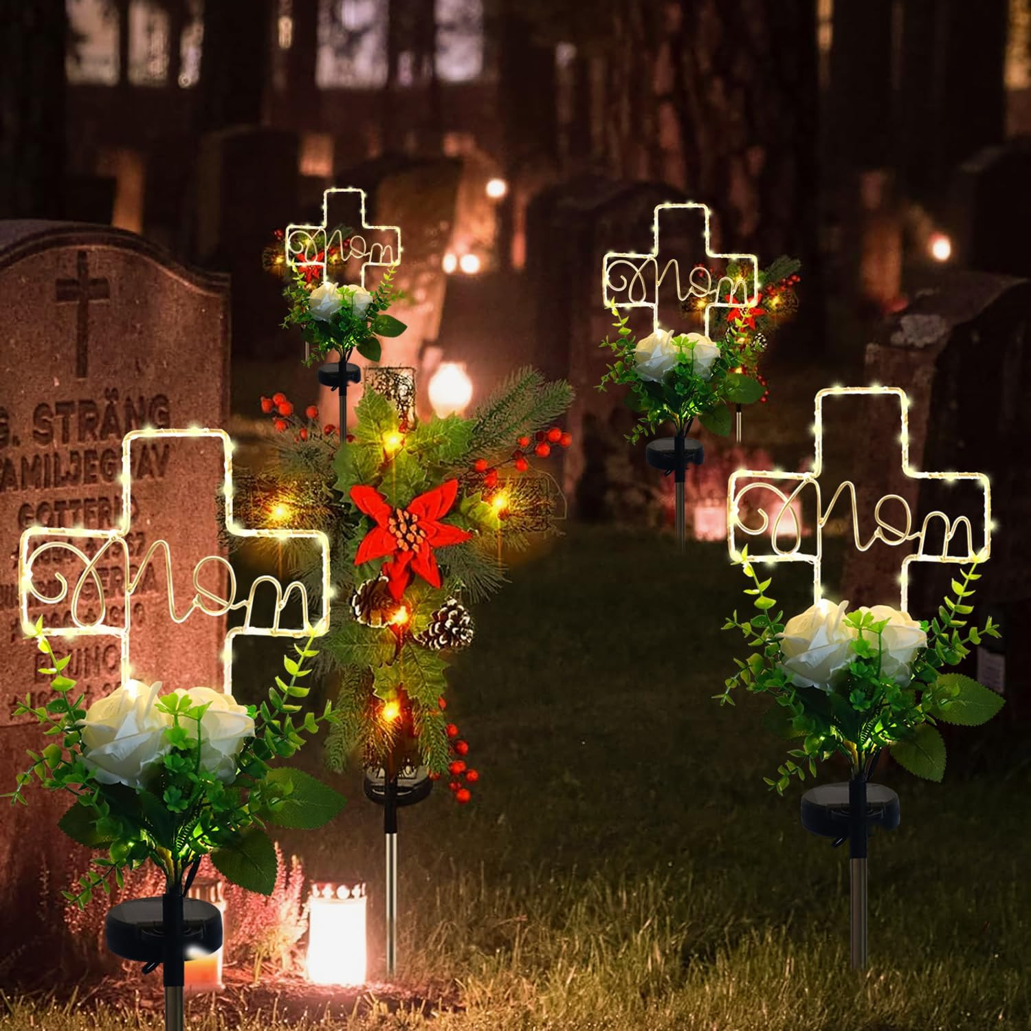Grave Decorations for Cemetery Mom, Memorial Sympathy Gifts for Mom Cemetery Dec