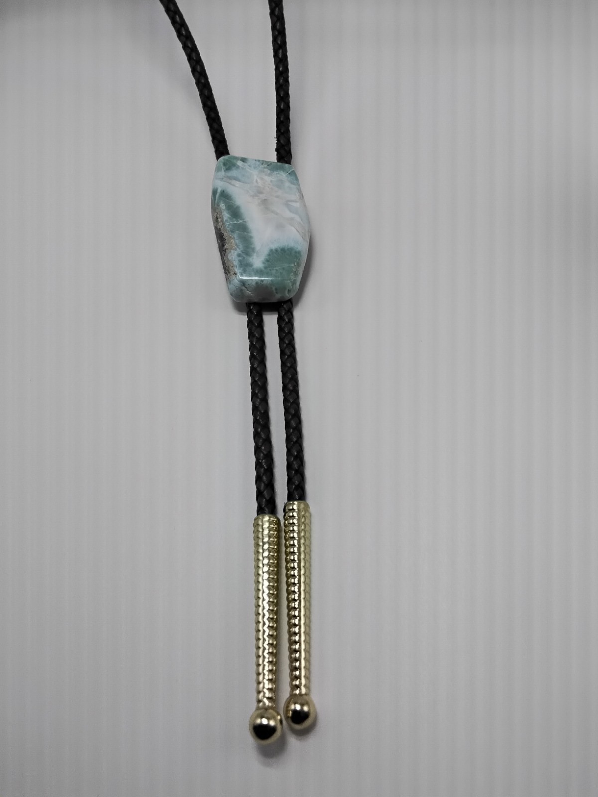 Larimar Bolo for Cremation Urn | Memorial Keepsake Bolo | Brown Genuine Leather