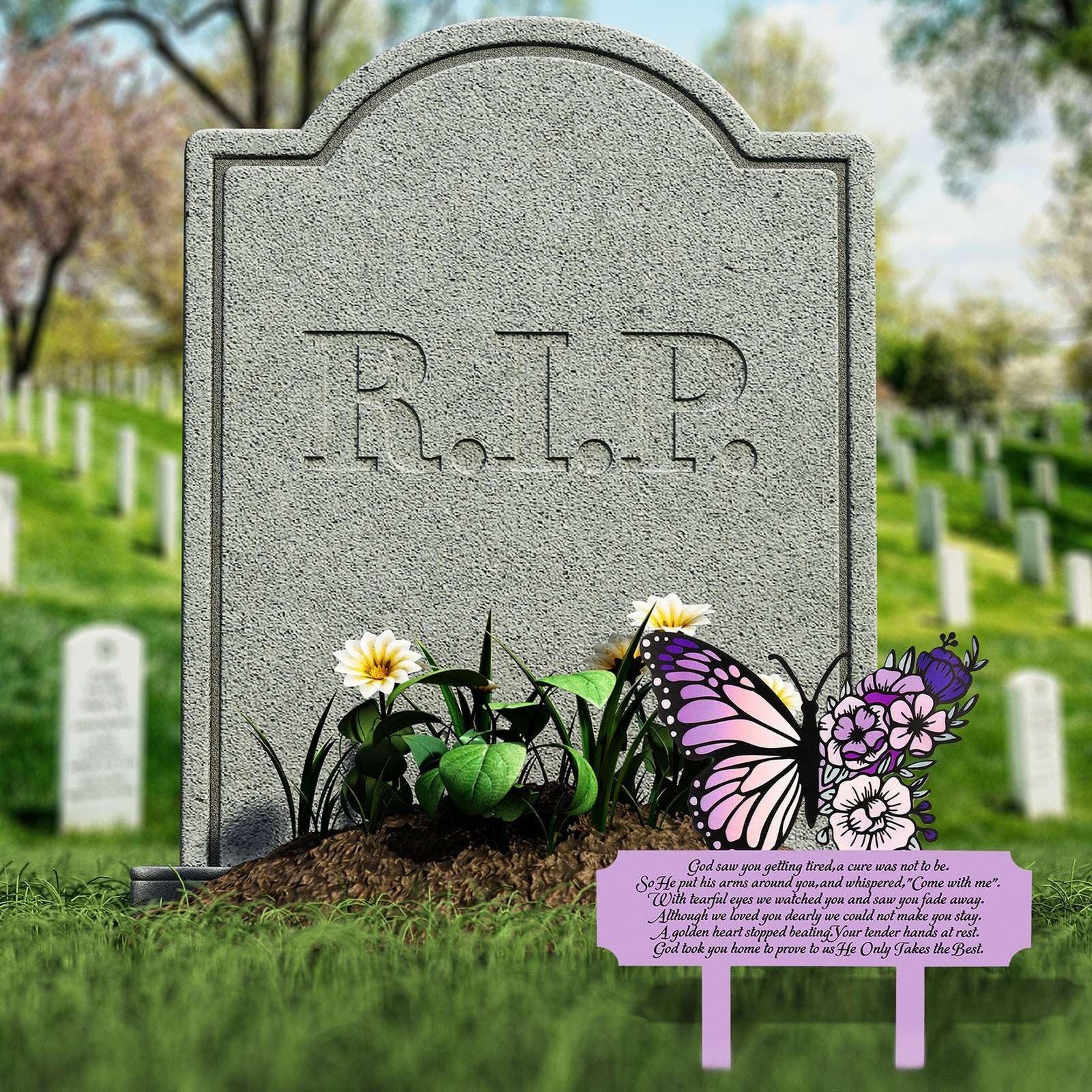 Butterfly Memorial Grave Marker Waterproof Cemetery Decorations & Remembrance