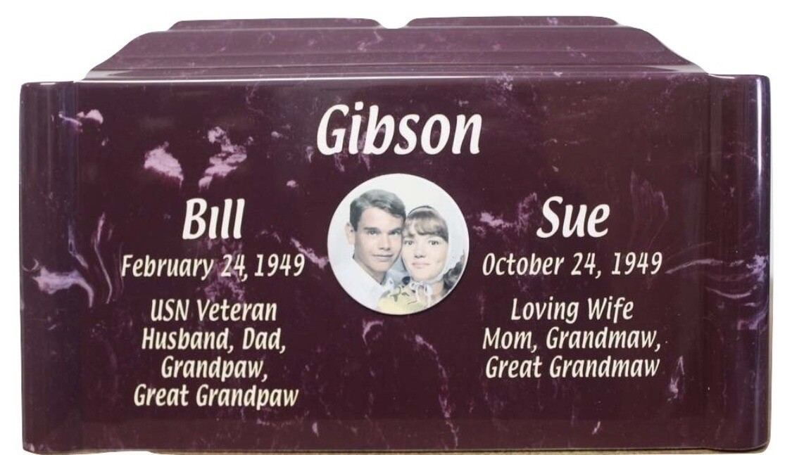 Rose Color Companion Cremation Urn w/Photo & Engraving Other Colors Available