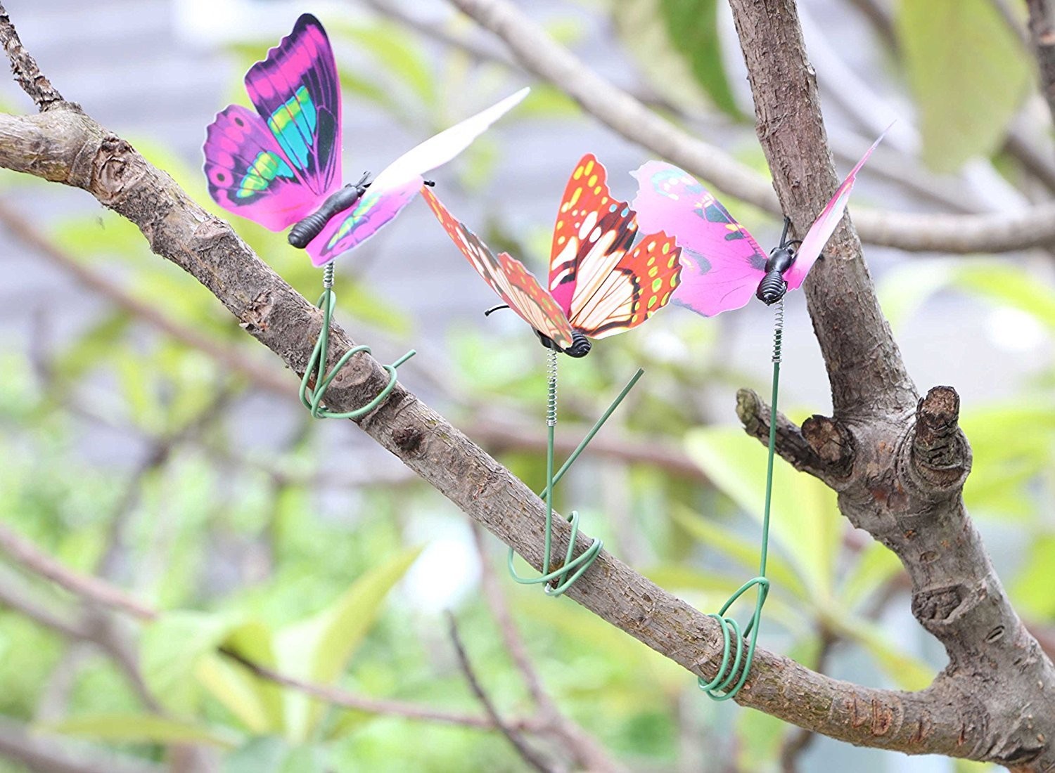 Outdoor Butterfly Garden Stakes – 100pcs Colorful Metal Wire Plant Decor