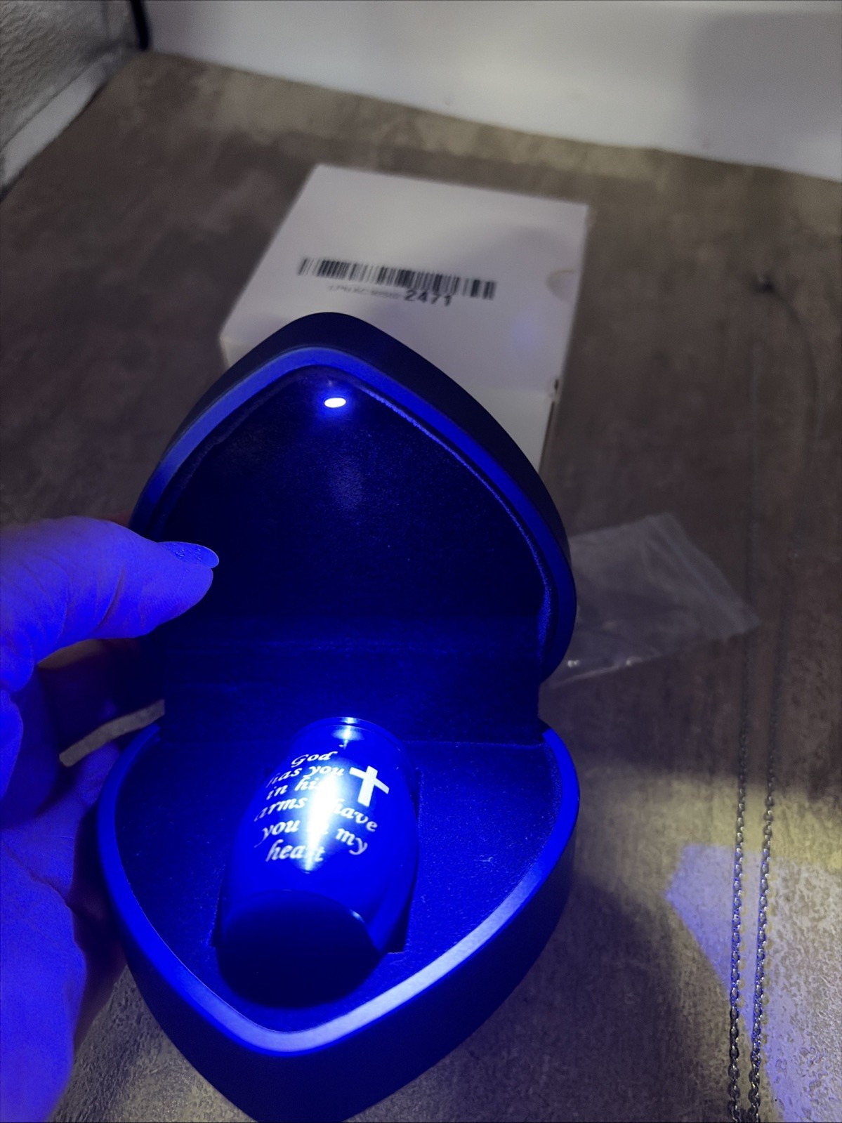 Small Urn for Ashes Keepsake with Lighted Heart Box & Necklace