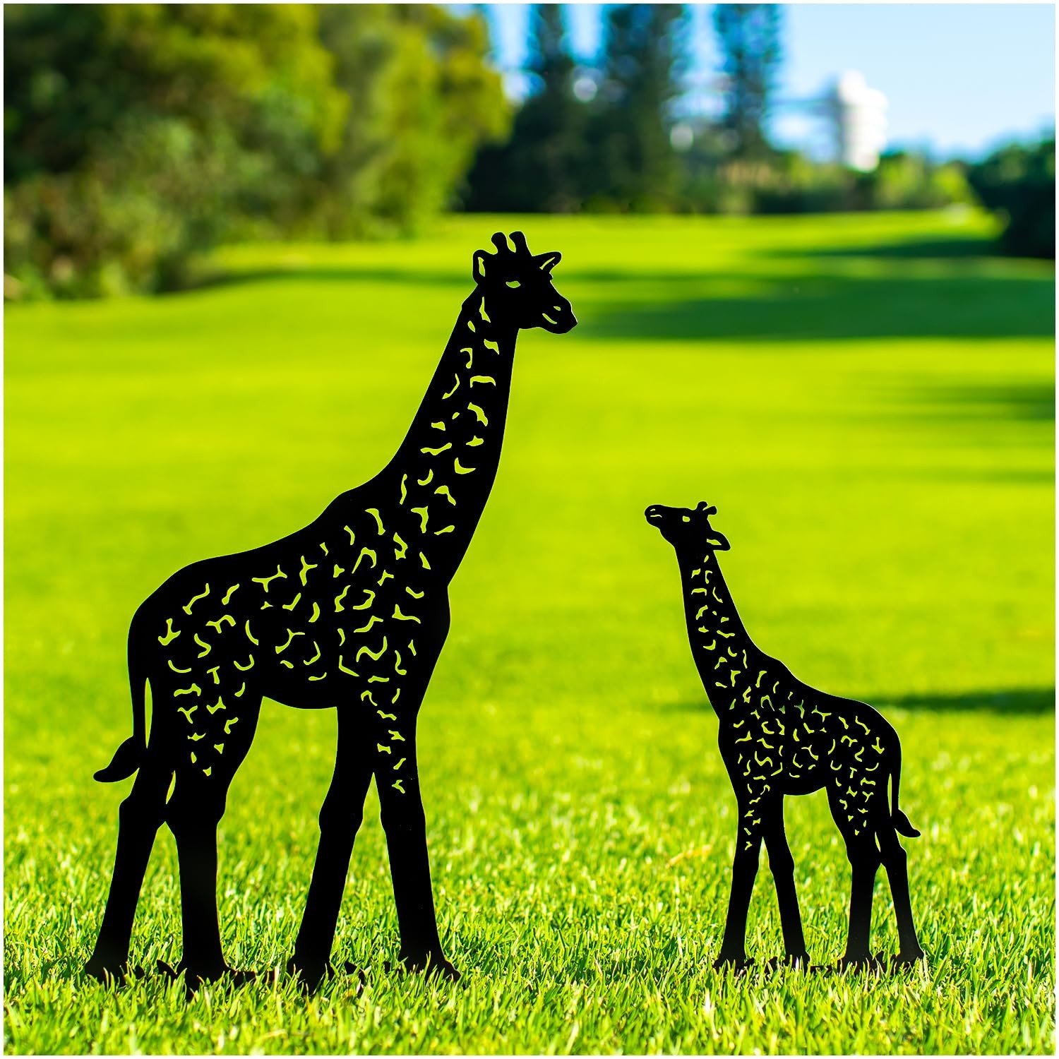 Giraffe Metal Garden Stakes – Unique Yard Art and Outdoor Decorations