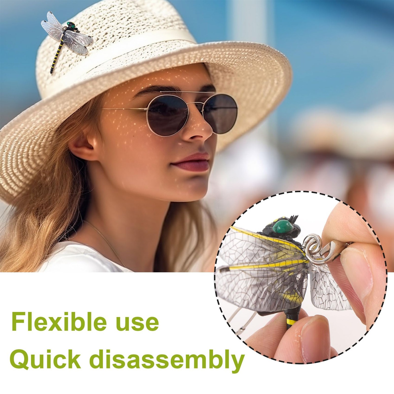 Dragonfly Hat Clip, Dragon Fly Clips for Bugs, Fake Realistic Artificial Drag…