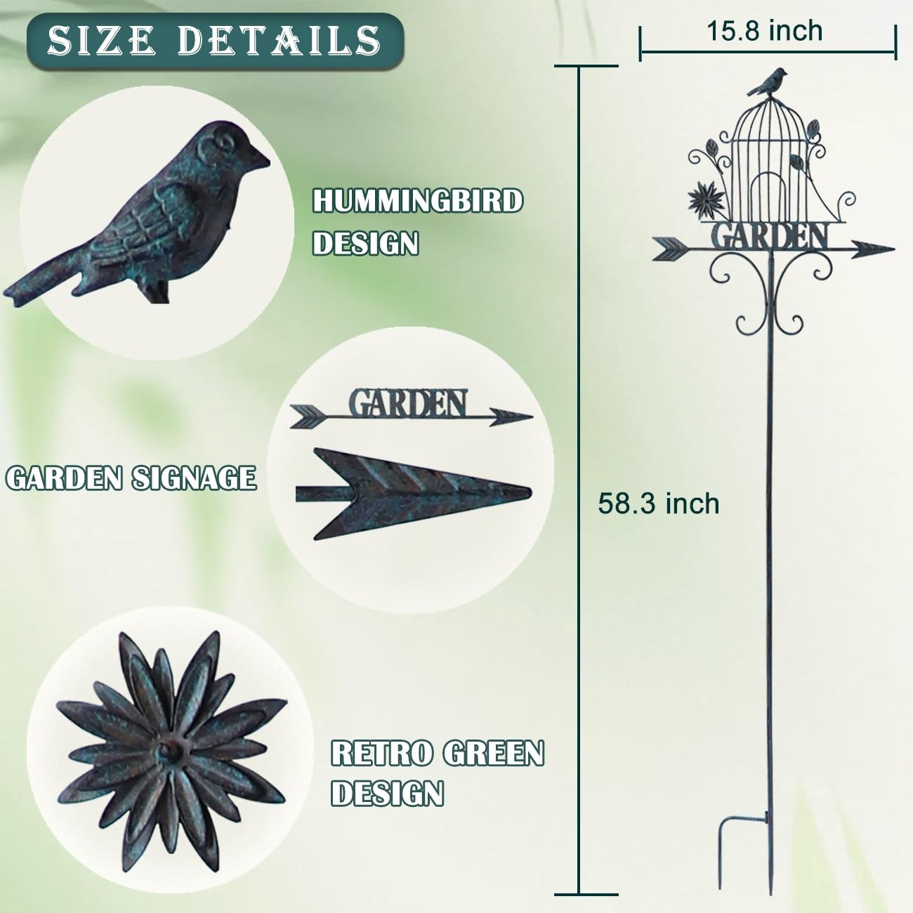 Metal Garden Stakes for Outdoor Lawn, Backyard, and Pathway Decor