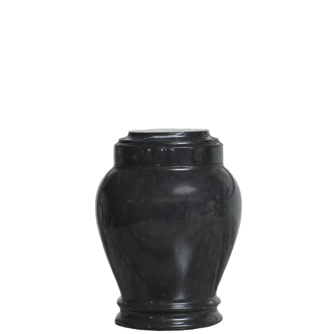 Small/Keepsake 15 Cubic Inch Embrace Ebony Marble Funeral Cremation Urn