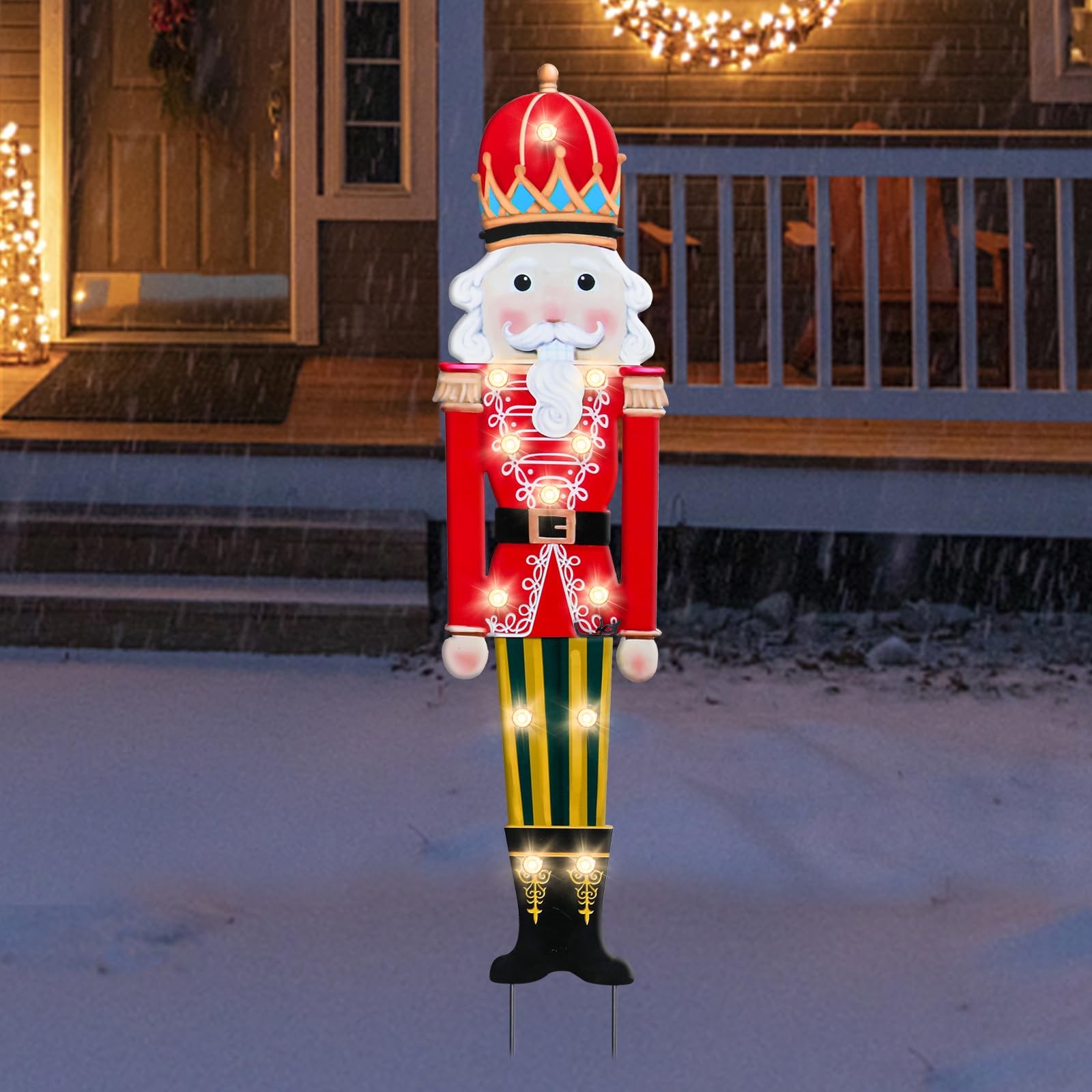 Christmas Yard Sign Decorations Outdoor with LED Lights Christmas Red Nutcrac…