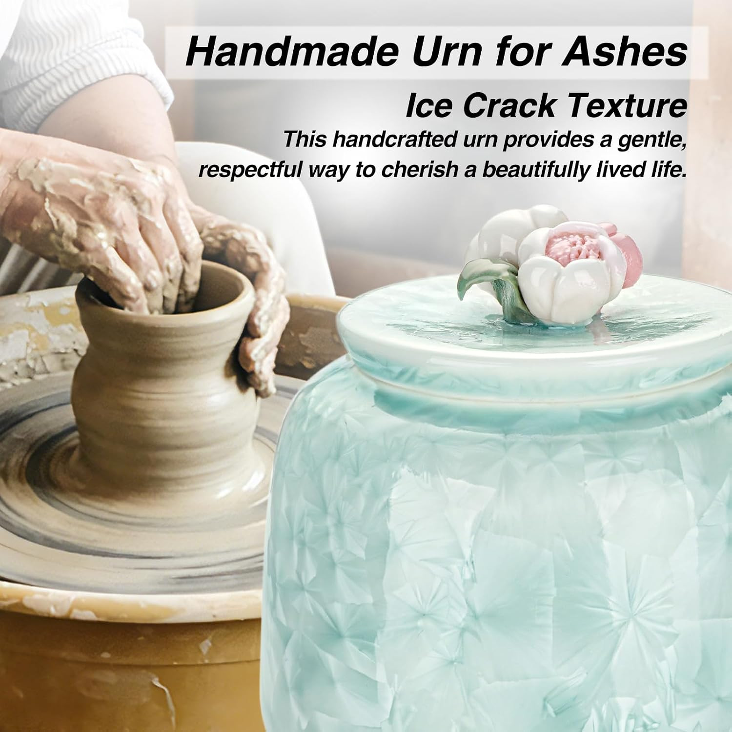 Ceramic Small Urn for Human Ashes Keepsake for Men Women Pet Handmade Cremation