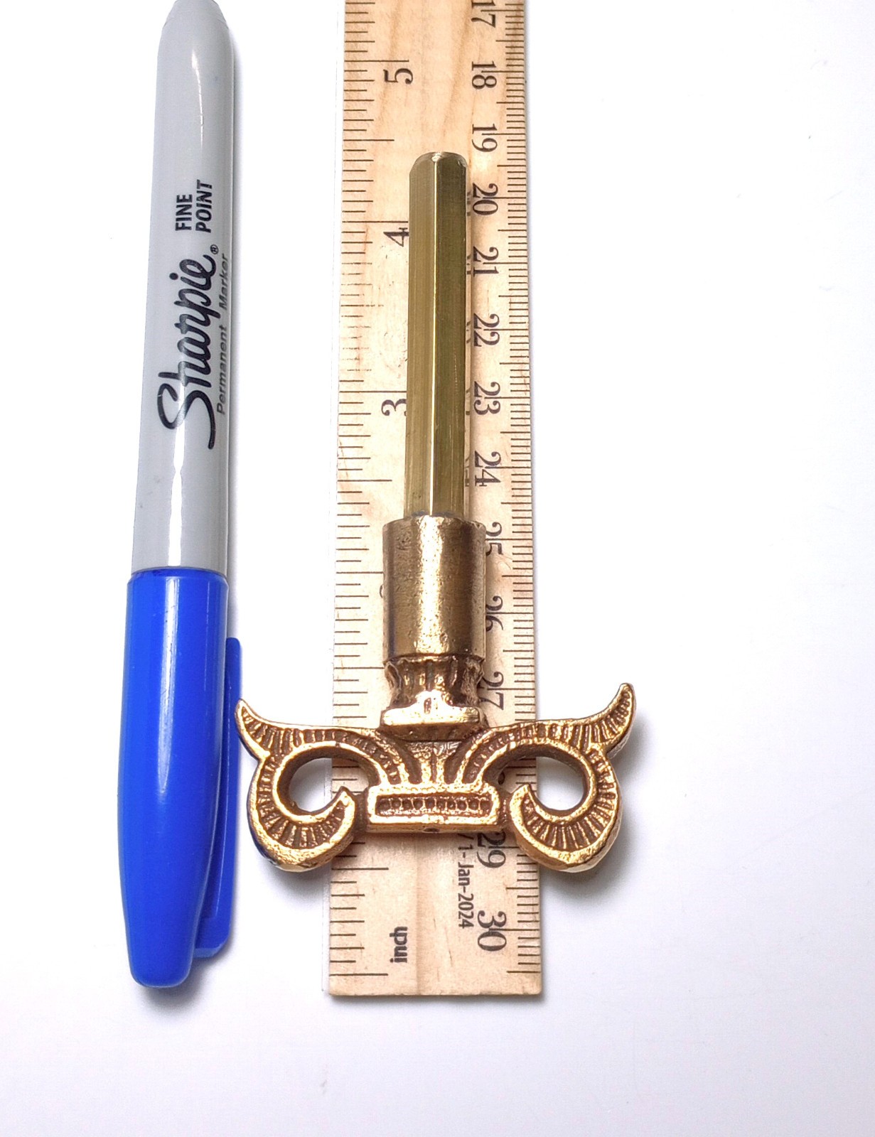 Fancy Brass Pocket Casket Key / Coffin Key