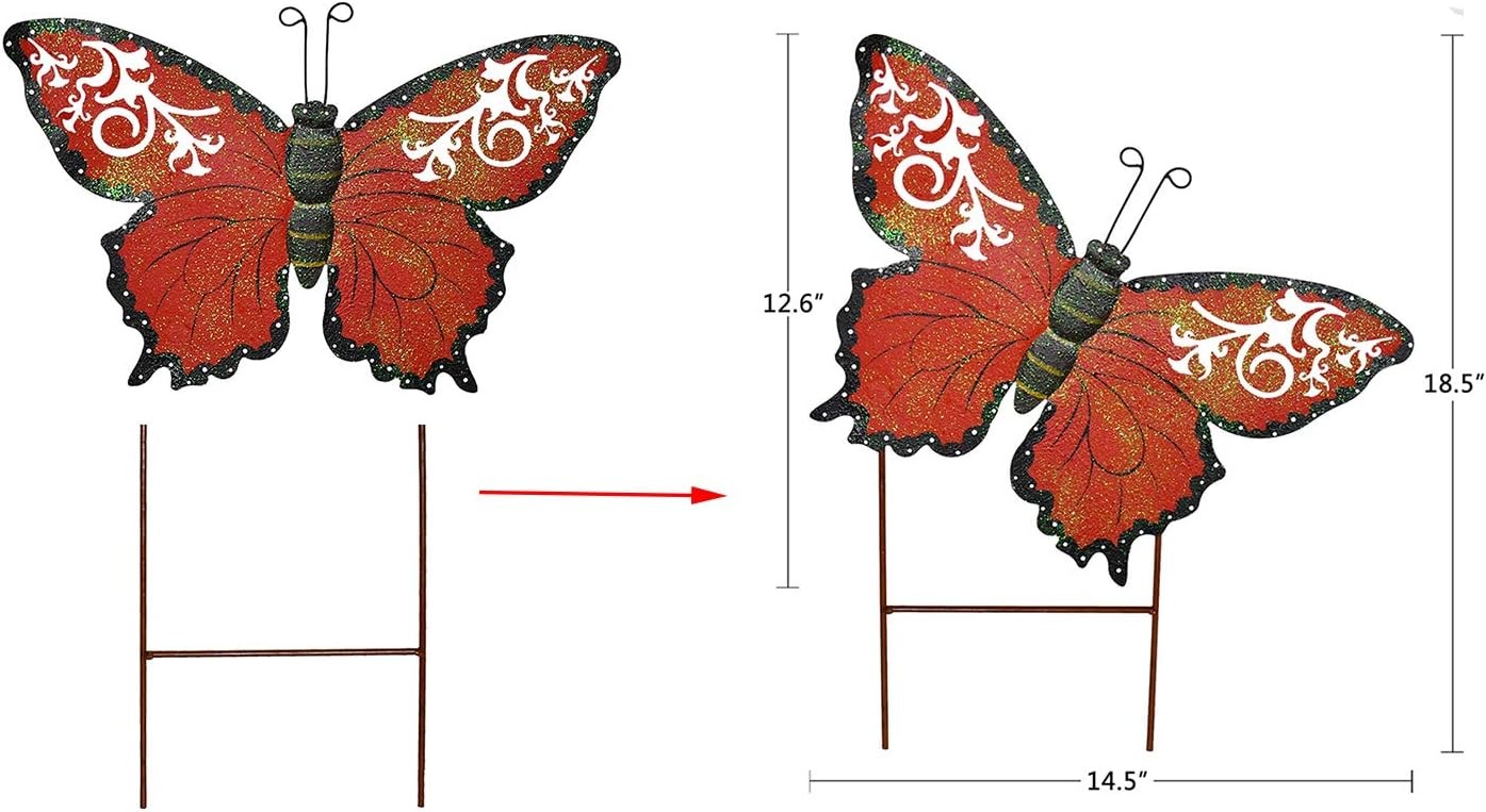 18.5″ H Butterfly Decorative Garden Stake Outdoor Spring Decoration Metal Yard
