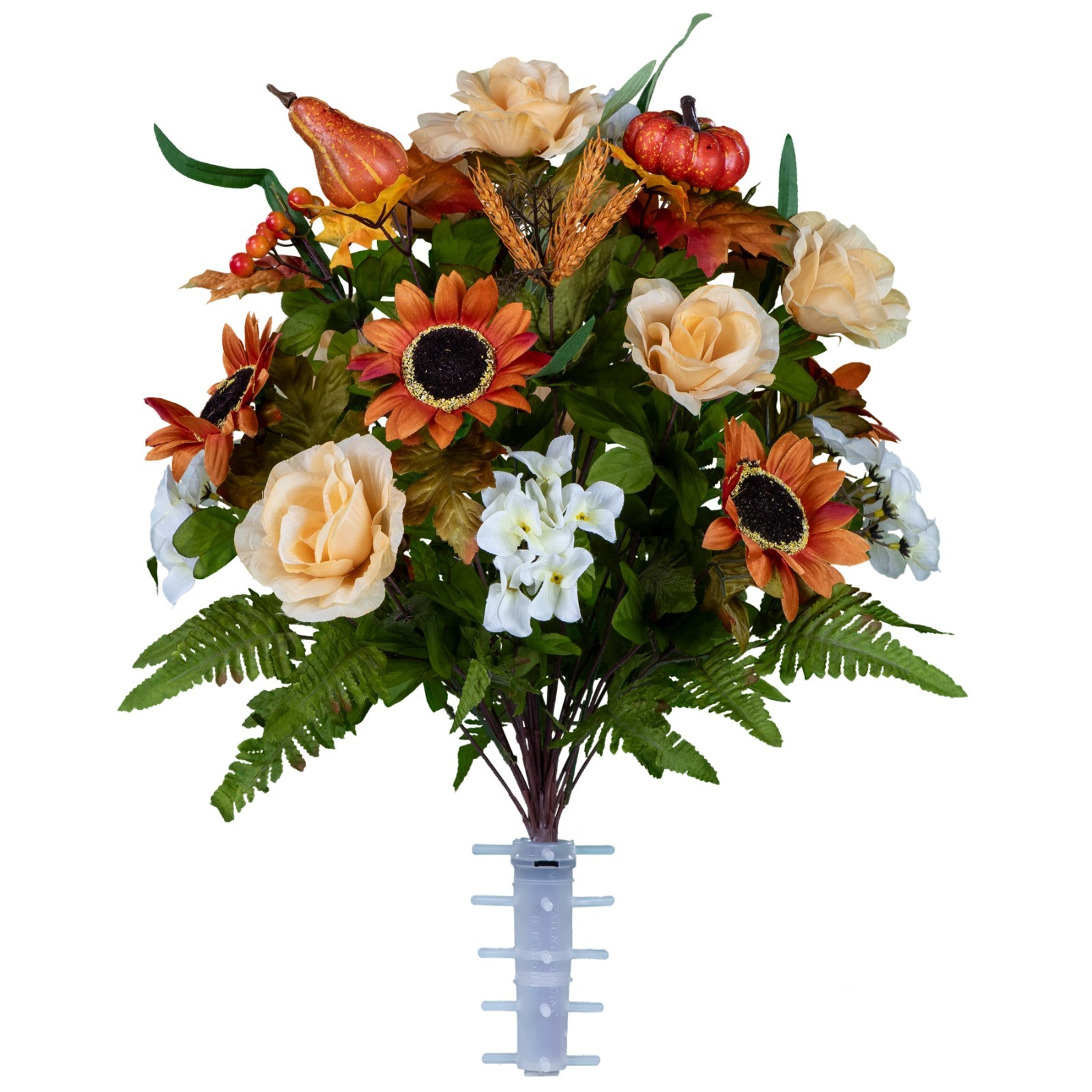 Artificial Cemetery Flowers – Auburn Sunflower and Pumpkin Mix Bouquet