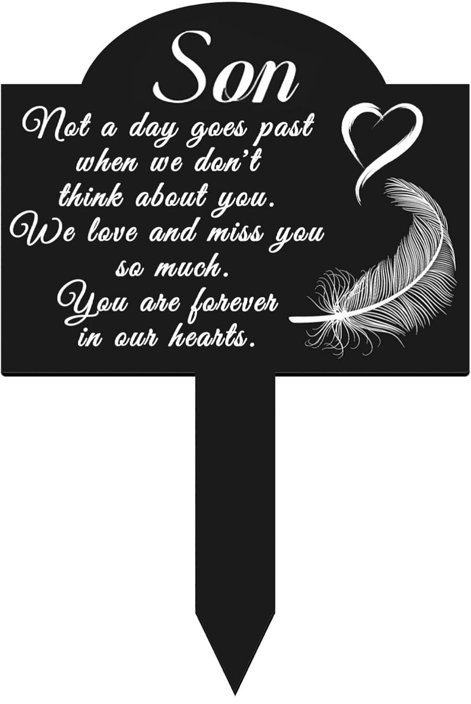 Memorial Grave Stake for Son – 13.8 × 7.9 inch Weatherproof Metal Grave Marker