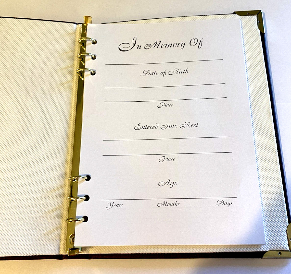 Funeral Guest Book Sign In Memorial Service Brown Gold 10″ x 7.5″ Unused Vintage