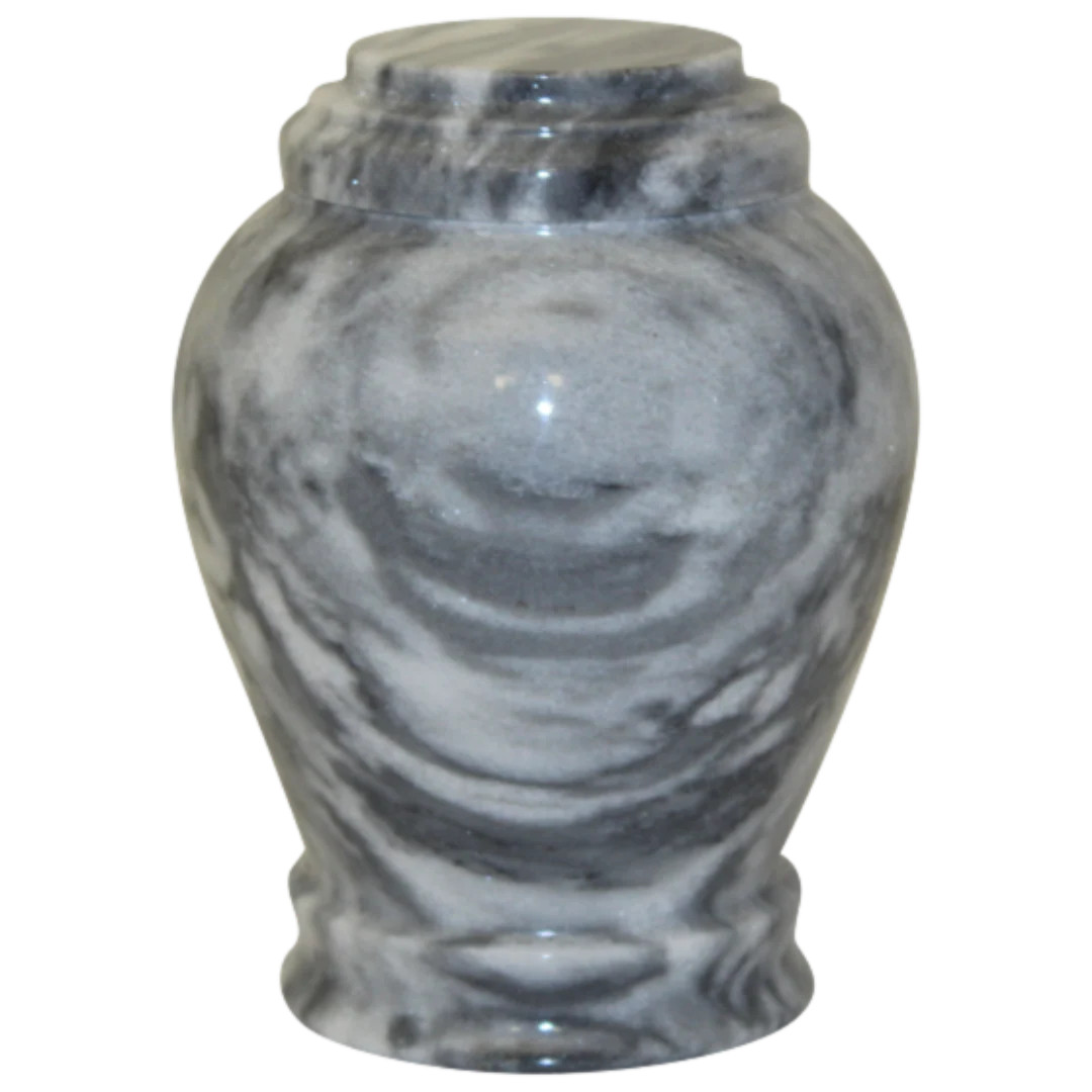 Small/Keepsake 15 Cubic Inches Embrace Cashmere Gray Marble Funeral Cremation Ur