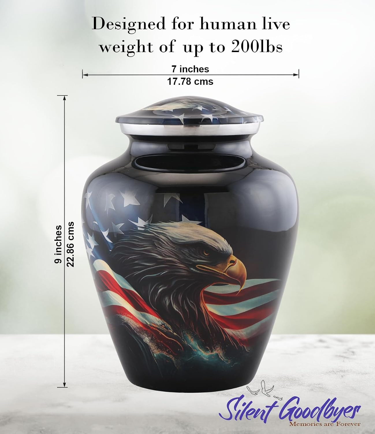American Honor Urn – American Flag & Eagle Cremation Urns for Ashes – Adult Patr