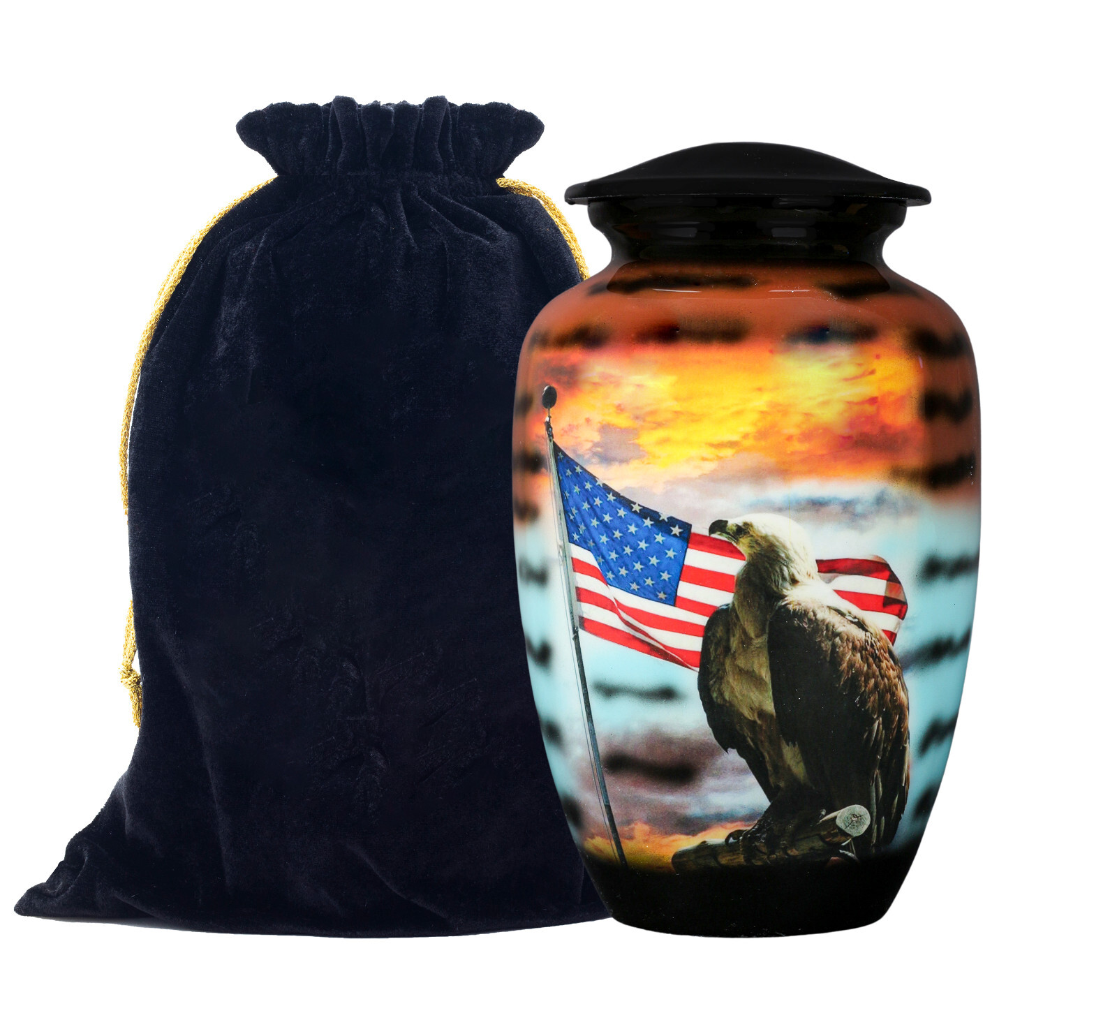 USA Flag Urns for Human Ashes Handcrafted Cremation Metal Urns for Human Remains