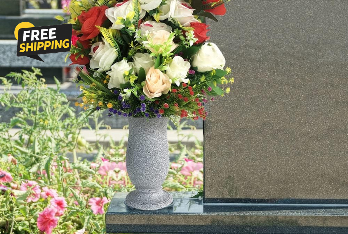 Cemetery Grave Vase with Ground Spike Flower Foam Memorial Grave Decoration