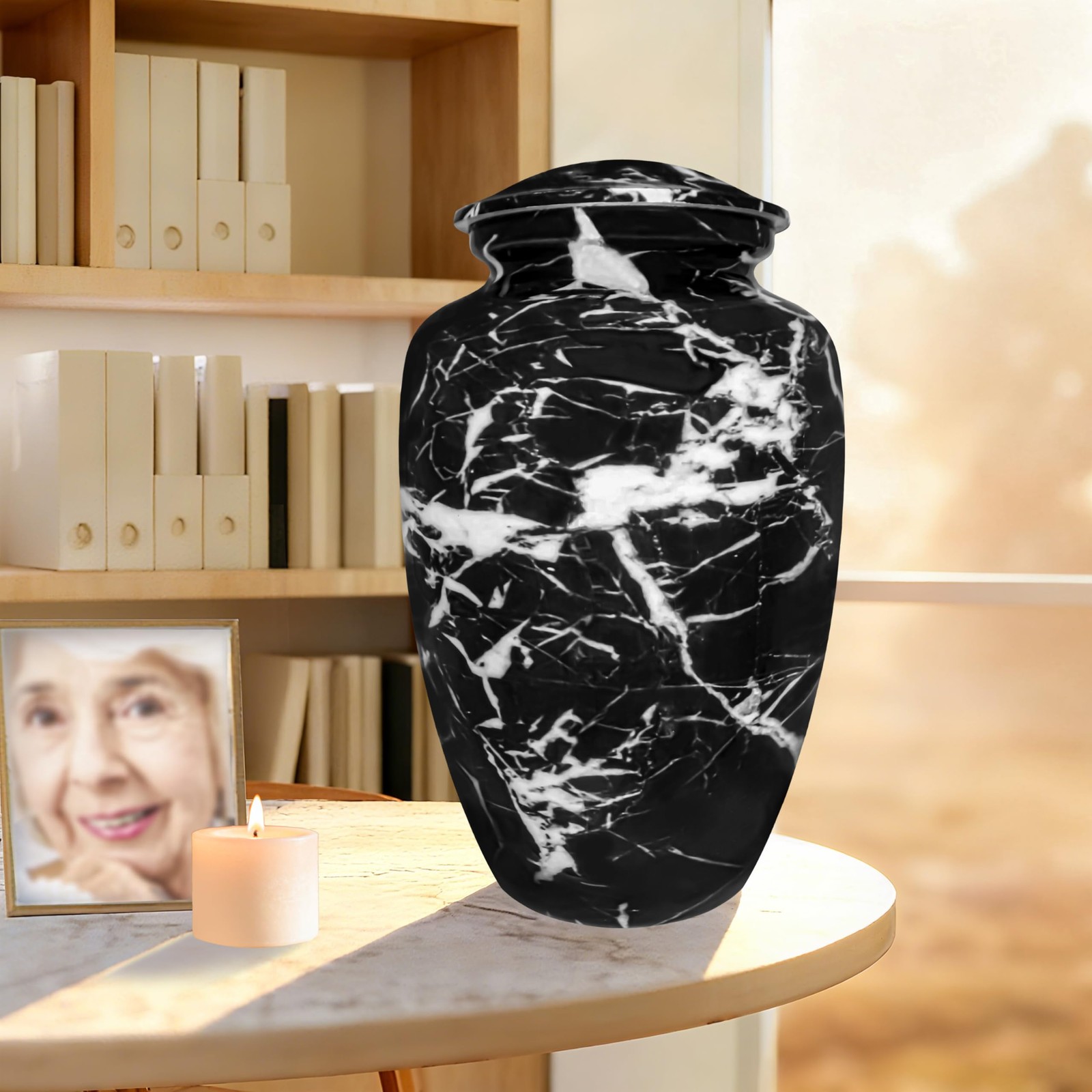 NANIURN Urns for Ashes Adults Male/Women, Large / Adult, Black & White