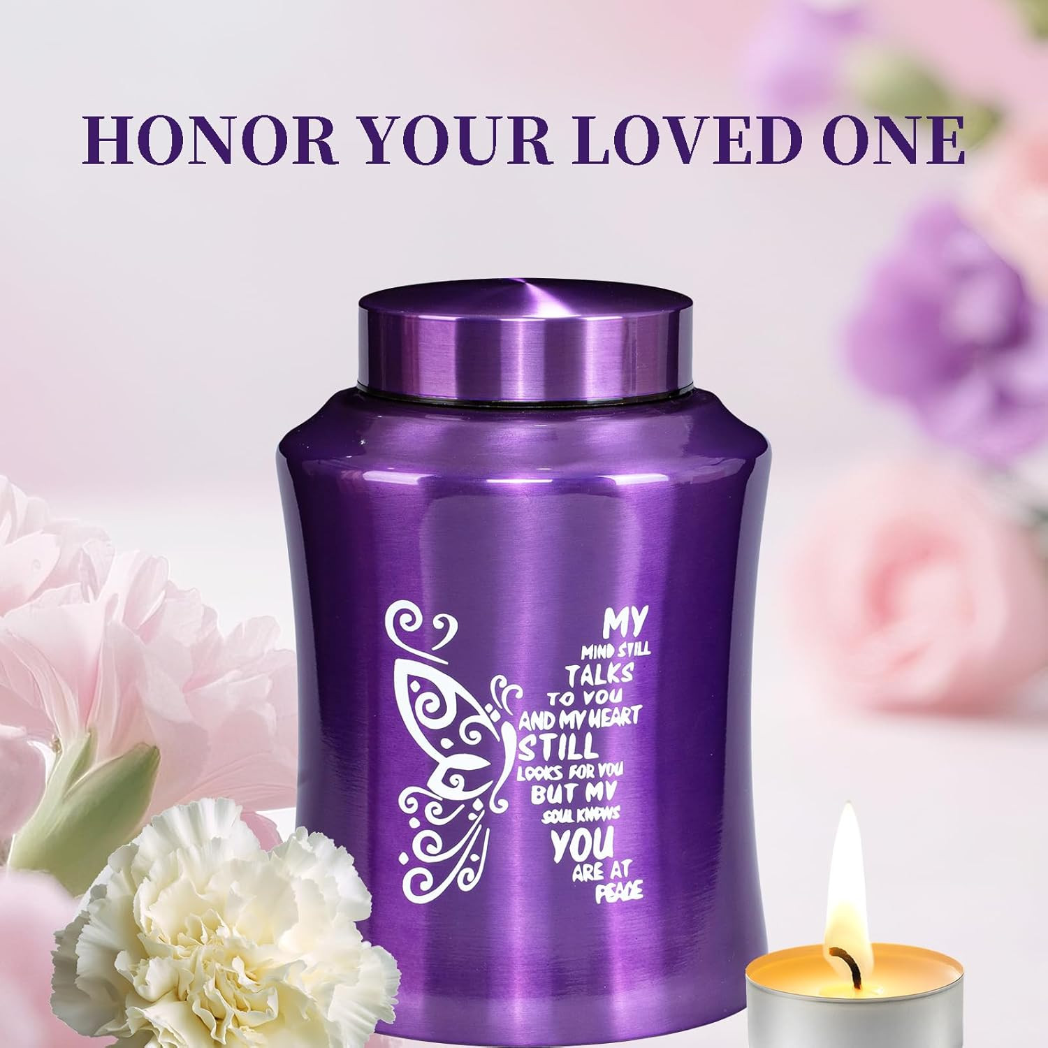 Urns for Human Ashes, Purple Butterfly Urn for Women & Men, Weight Capacity 220