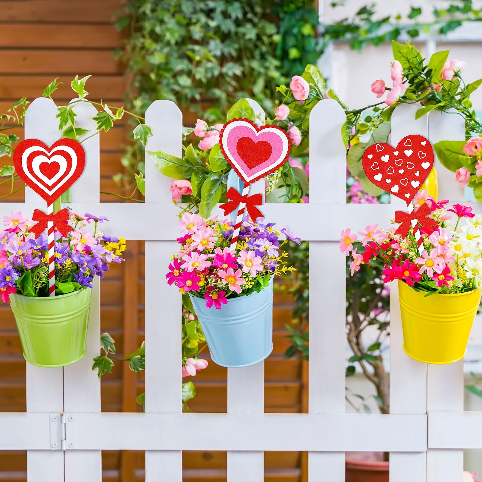 Valentines Day Yard Sign Stakes, 6 Pack Metal Valentine’s Day Yard Decoration…