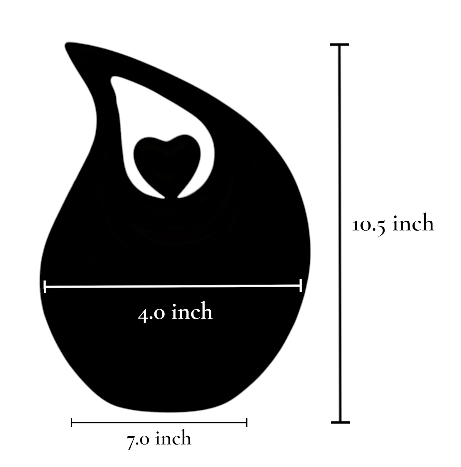 Teardrop Cremation Urn Human Ashes 190 Cu In Memorial Urns Male Female (10 Inch)