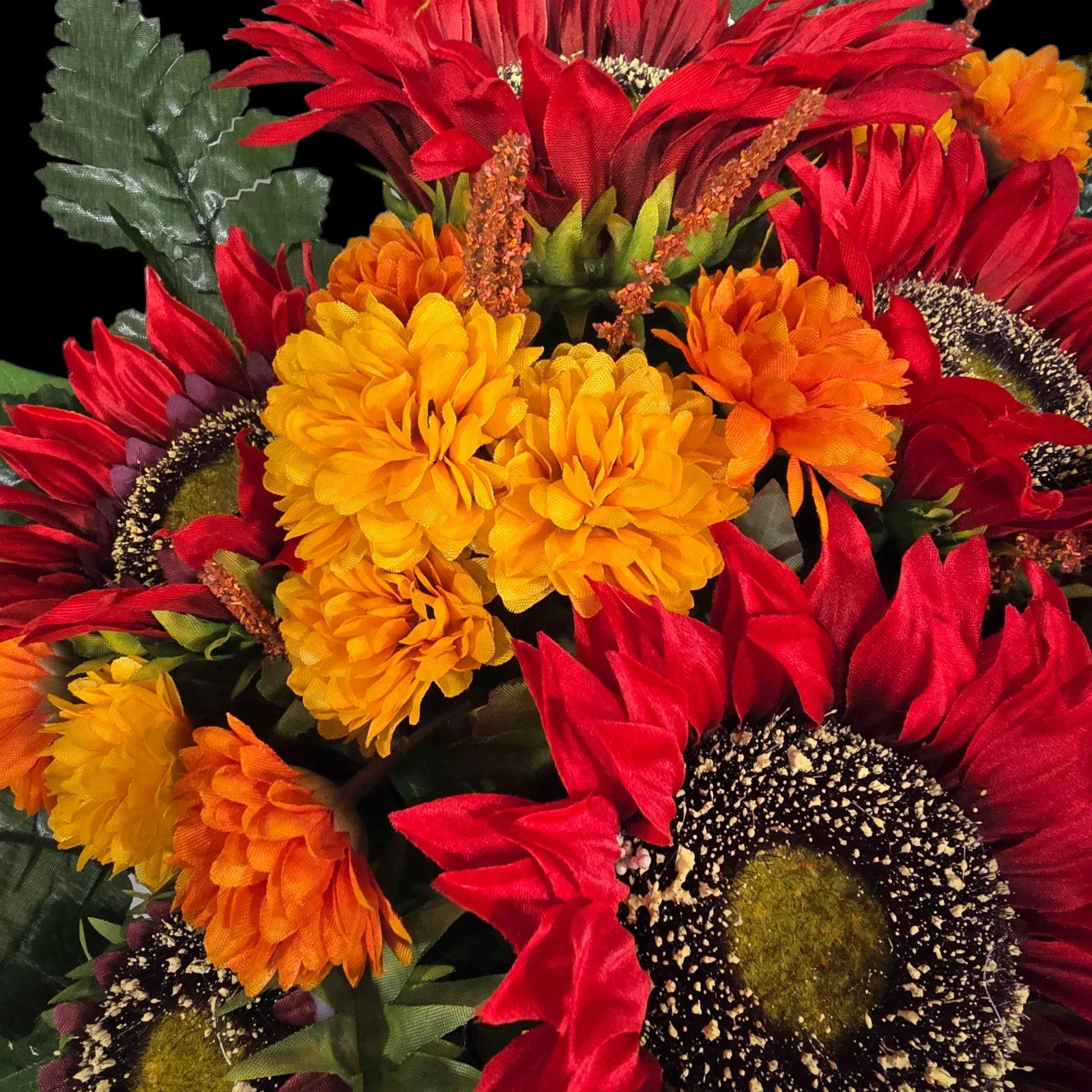 Red Sunflower Orange Mini Mum Memorial Cone