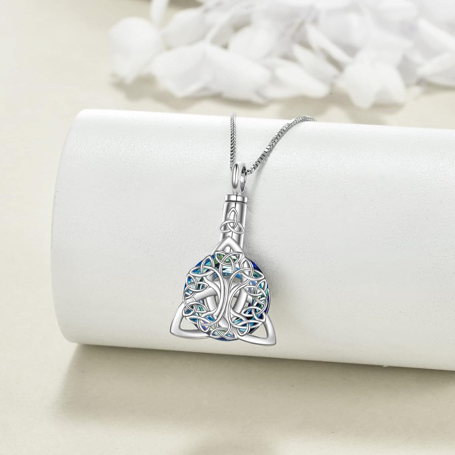 Celtic Knot Urn Necklace for Ashes Sterling Silver Keepsake Cremation Jewelry