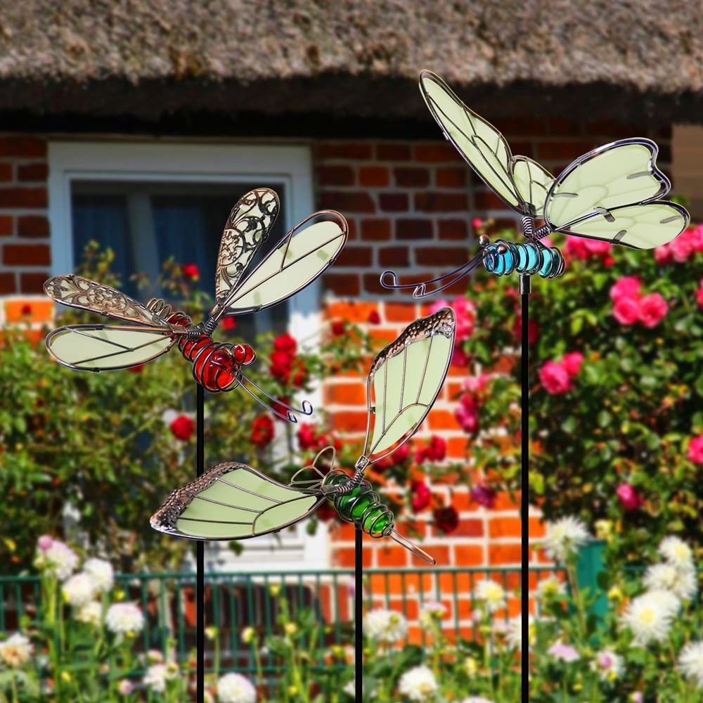 20 Inch Butterfly Garden Stakes Decor, Dragonfly Stakes, Hummingbird Glow in …