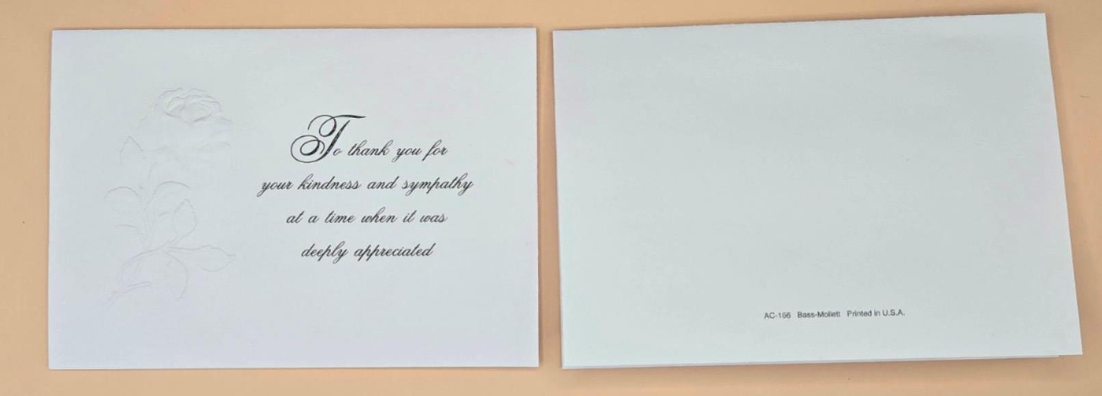 25 Funeral Sympathy Cards Blank Inside Thank you Kindness