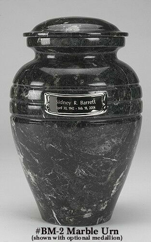 Adult Funeral Cremation Urn made from a block of Solid Black Marble, 205 Inches
