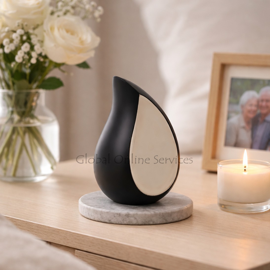 Brushed Gold Star Design Small Brown Teardrop Memorial Urn For Ashes