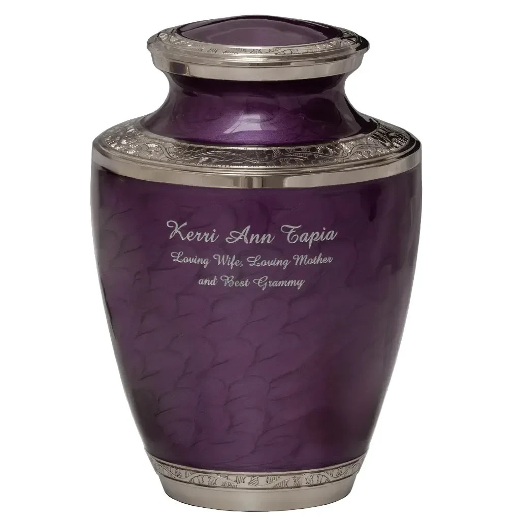 Large/Adult 200 Cubic Inches Mother of Pearl Purple Cremation Urn for Ashes