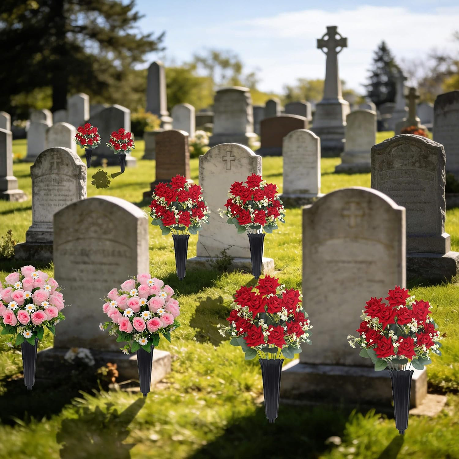 Memorial Floral Vases, Cemetery Vase, Headstones Flower Holder, Plastic Cemetery