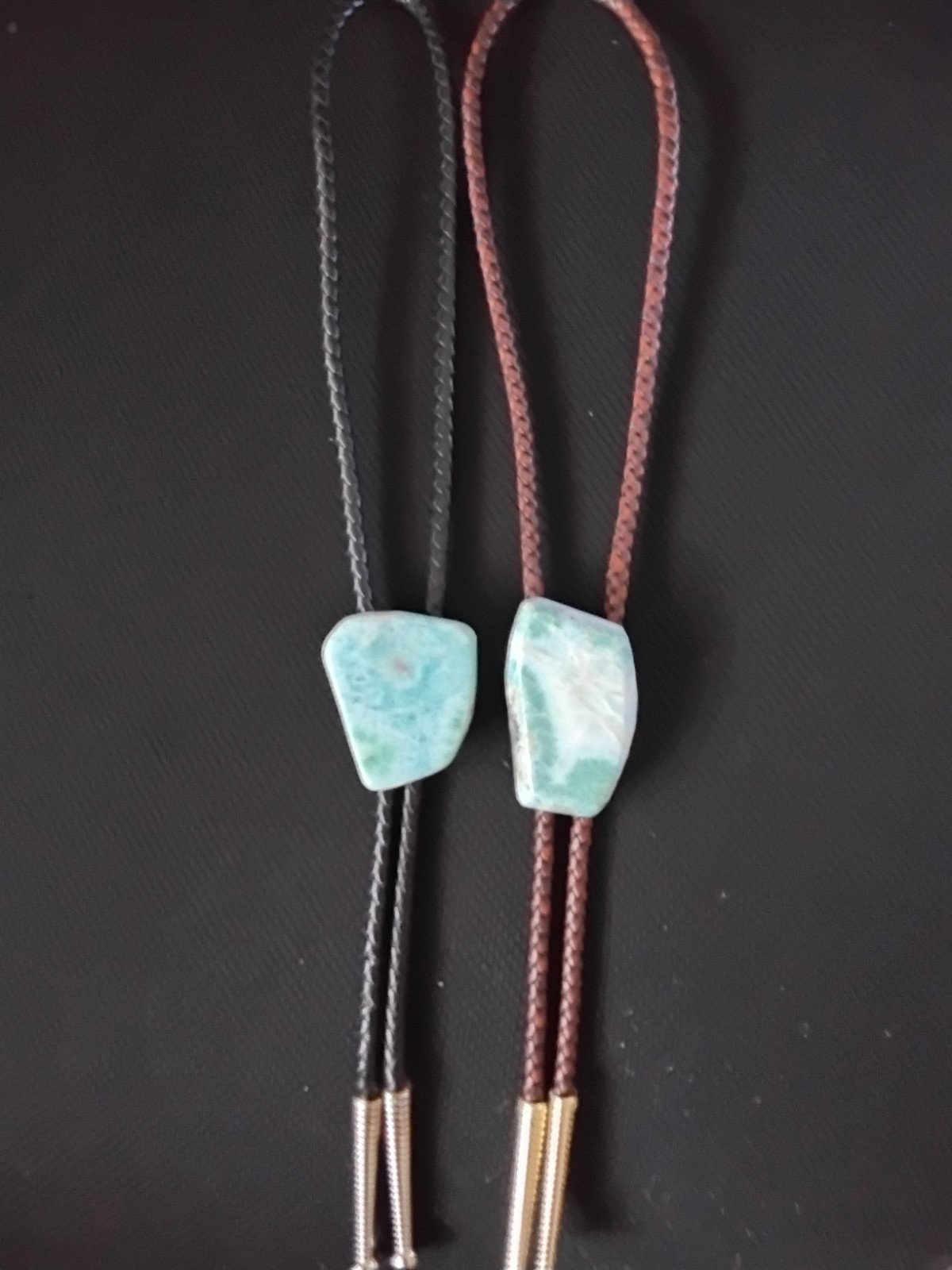 Larimar Bolo for Cremation Urn | Memorial Keepsake Bolo | Brown Genuine Leather