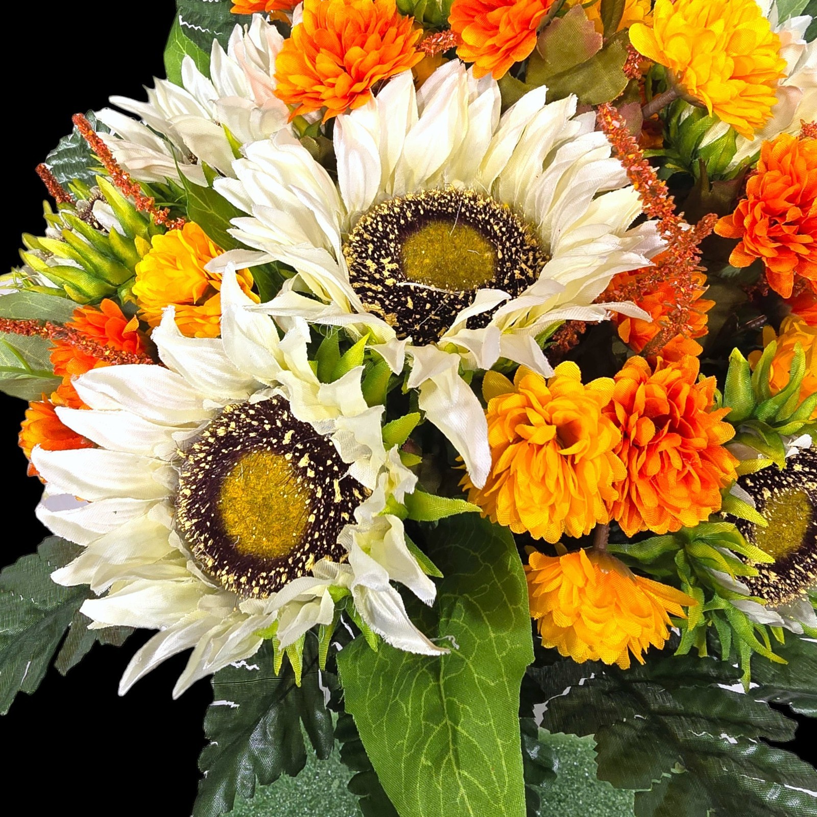 Cream Sunflower Orange Mini Mum Memorial Cone