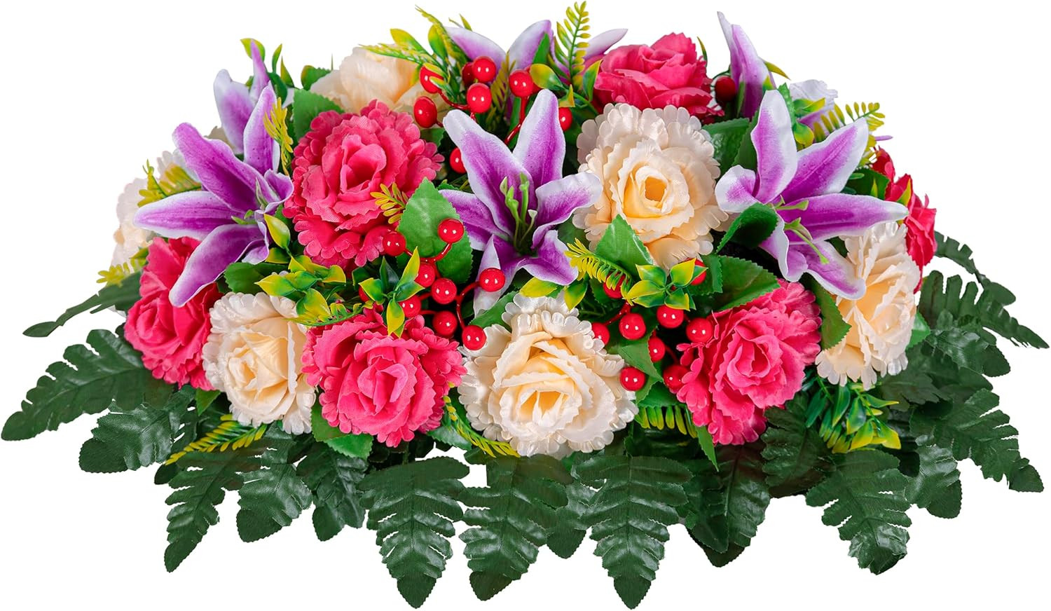 Cemetery Headstone Flower Saddle -Outdoor Grave Decorations ，Mixed of Artificial
