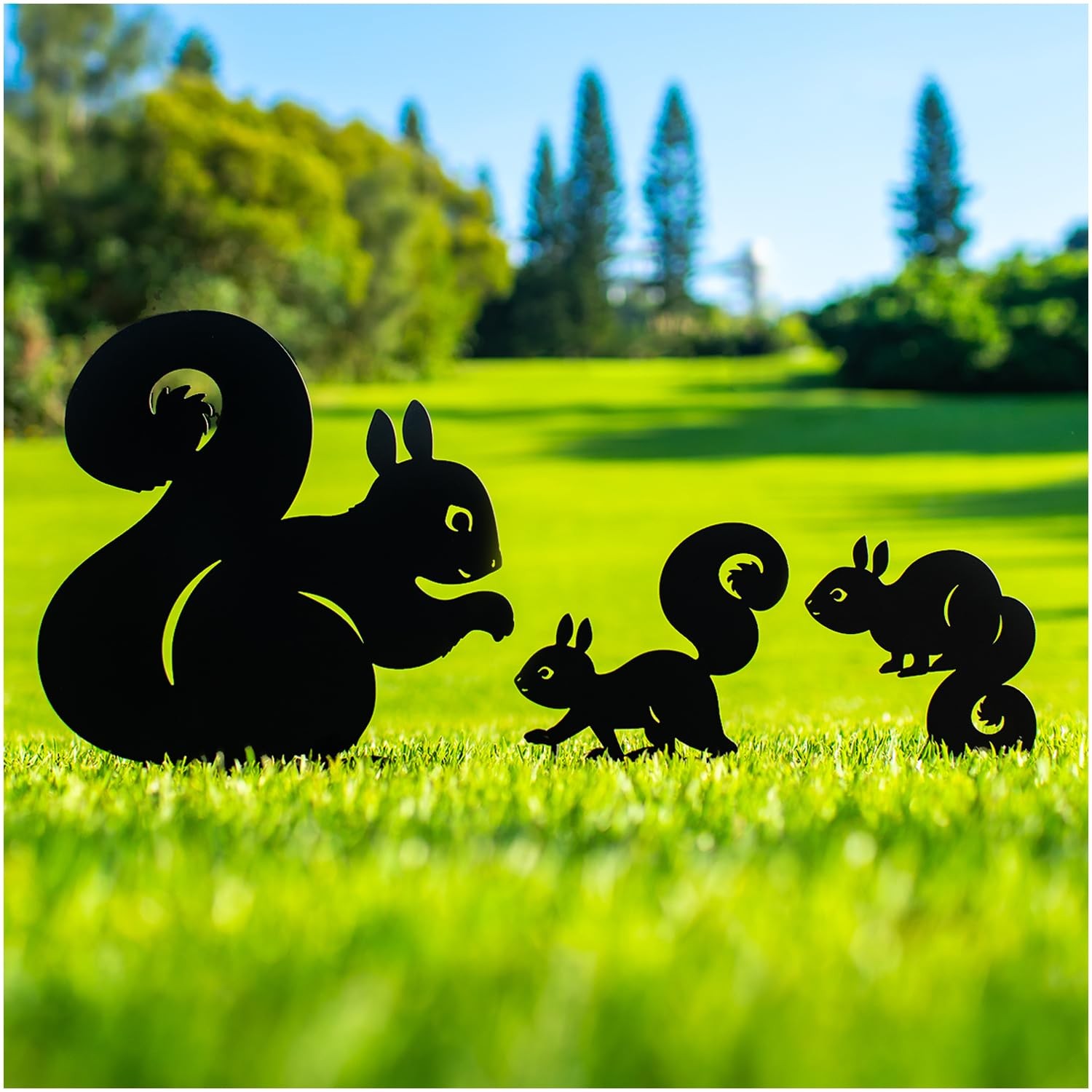 Decorative Squirrel Metal Garden Stakes for Outdoor Yard Art and Lawn Decor