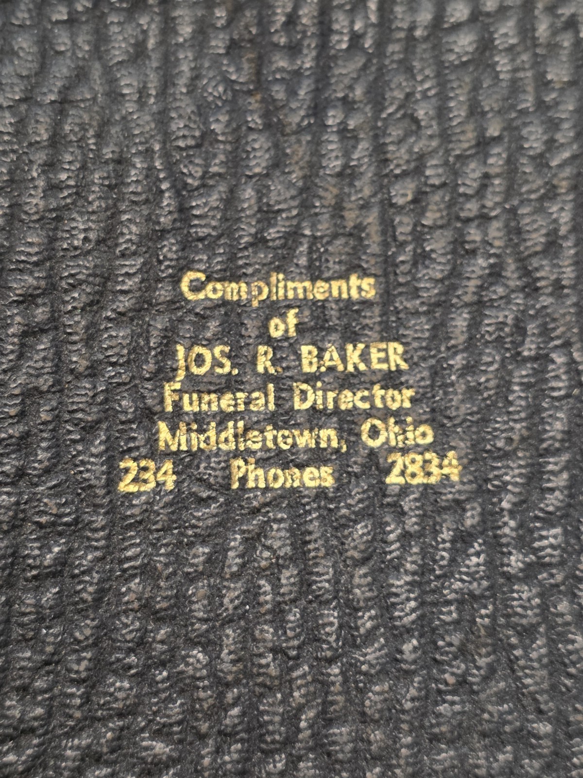 Joseph R. Baker Funeral Home Middletown, Ohio Leather Wallet EARLY VINTAGE RARE