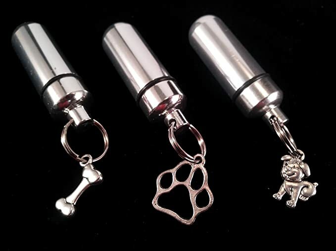 Set of THREE Pet Urns – Puppy/Bone/Paw Cremation URN Keepsakes/Necklaces