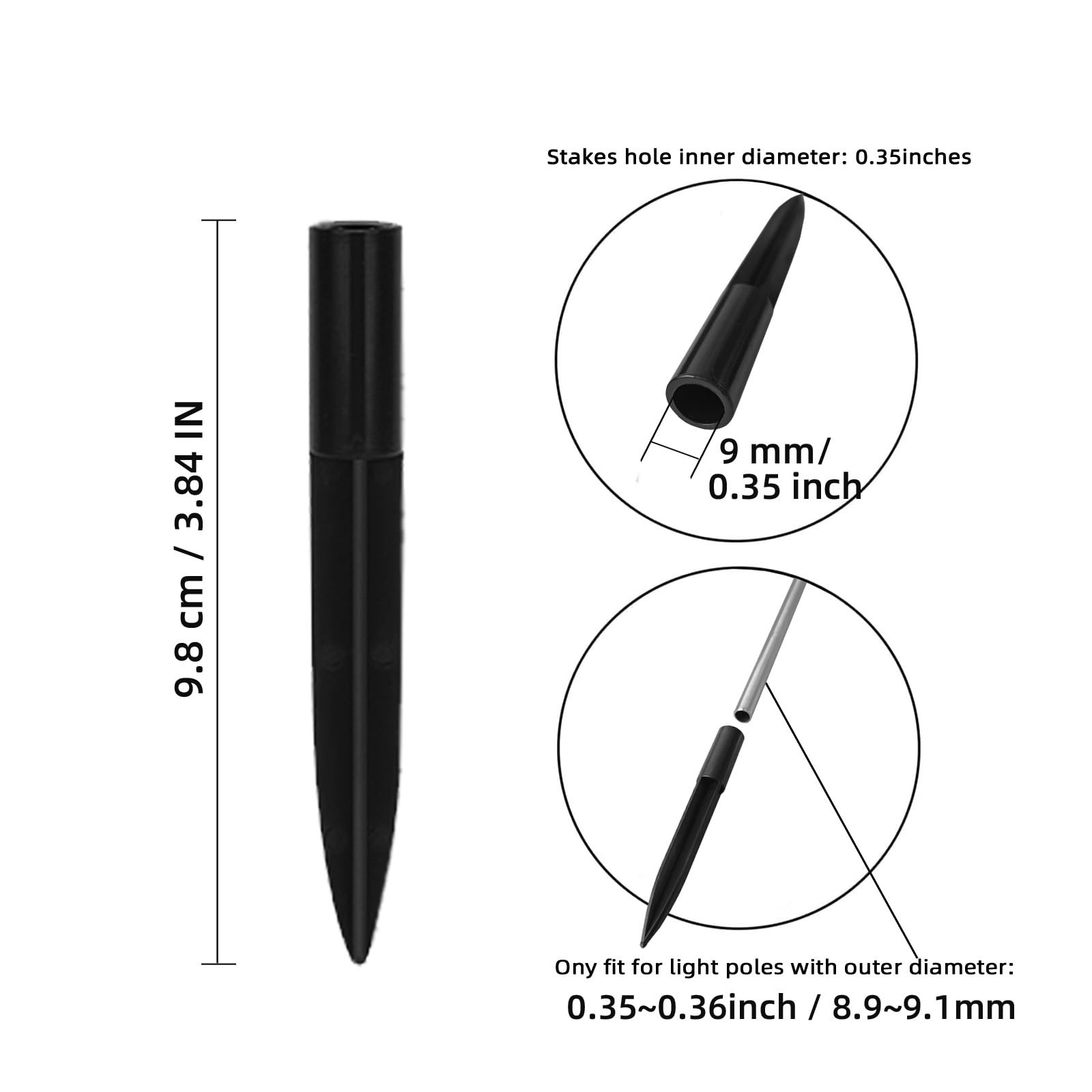 10 Pack Solar Light Stakes (Fit for Pole Outer Diameter 0.35in), ABS Reinforc…