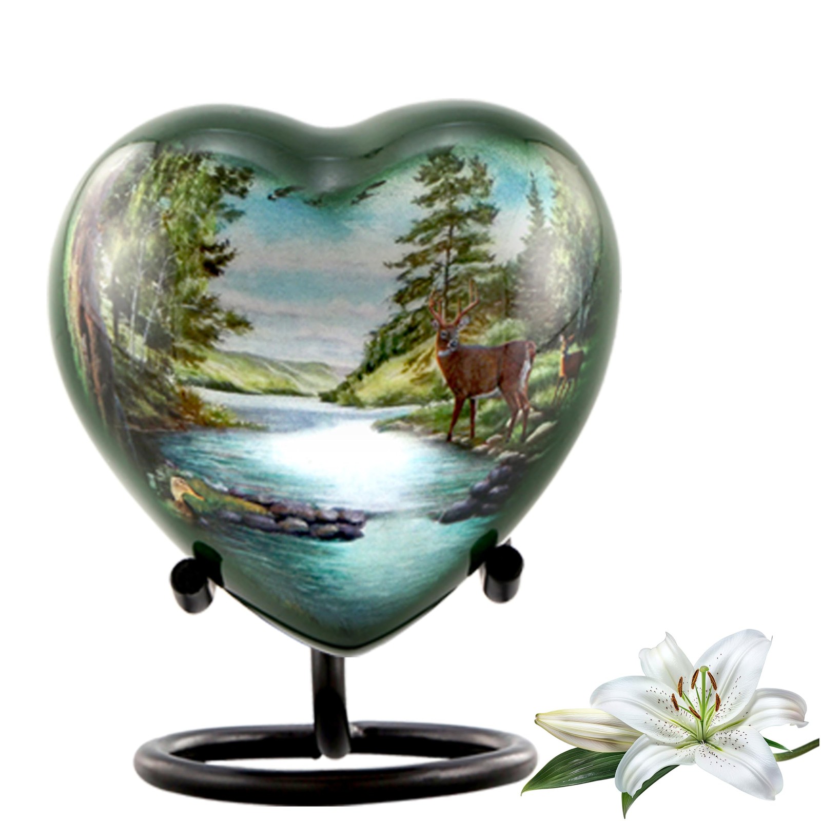 Deer Heart Keepsake Urn for Ashes, Hunting Urn, Mini Buck Urn, Hand Painted M…
