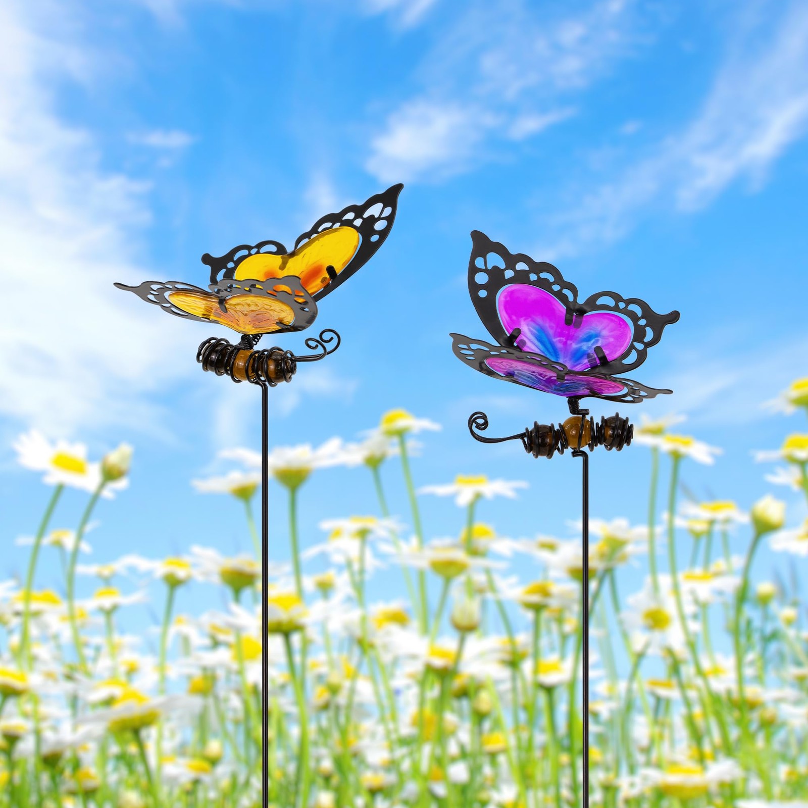 Butterfly Garden Stakes,Butterfly Kit Made of Glass and Metal,Colorful Butter…