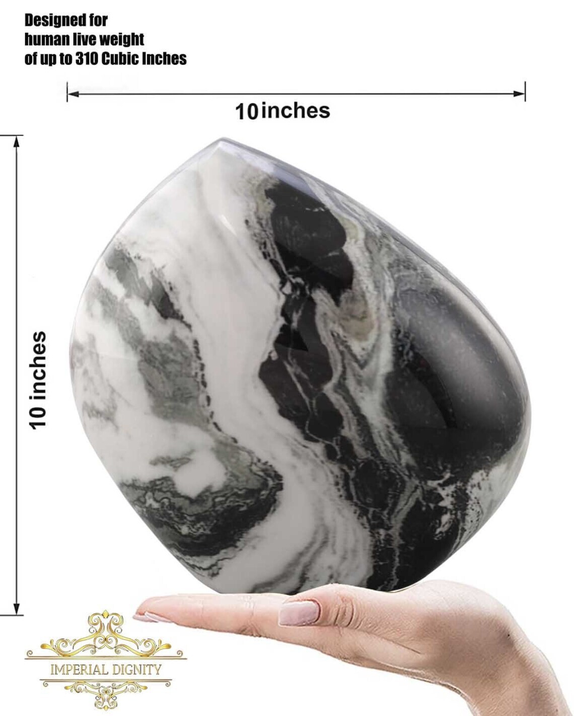 White Marble Rock Urn – Handcrafted Solid Metal Mountain/ Rock Cremation Urn