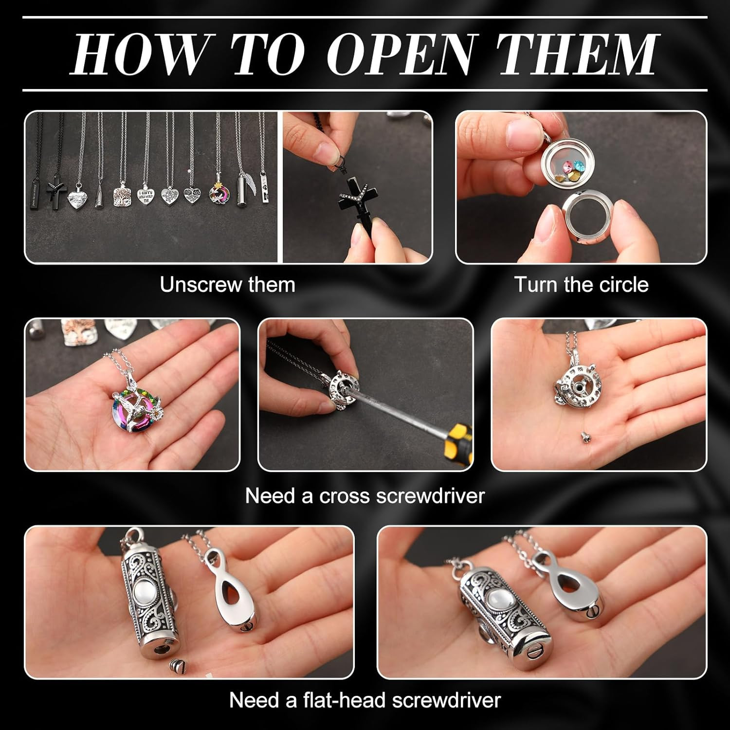 15 Pcs Urn Necklace for Ashes Women Keepsake Cremation Jewelry Stainless Steel C