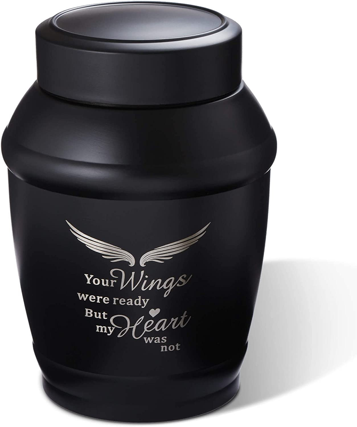 5.7″ Medium Black Angel Wings Cremation Urn for Adult Human Ashes New