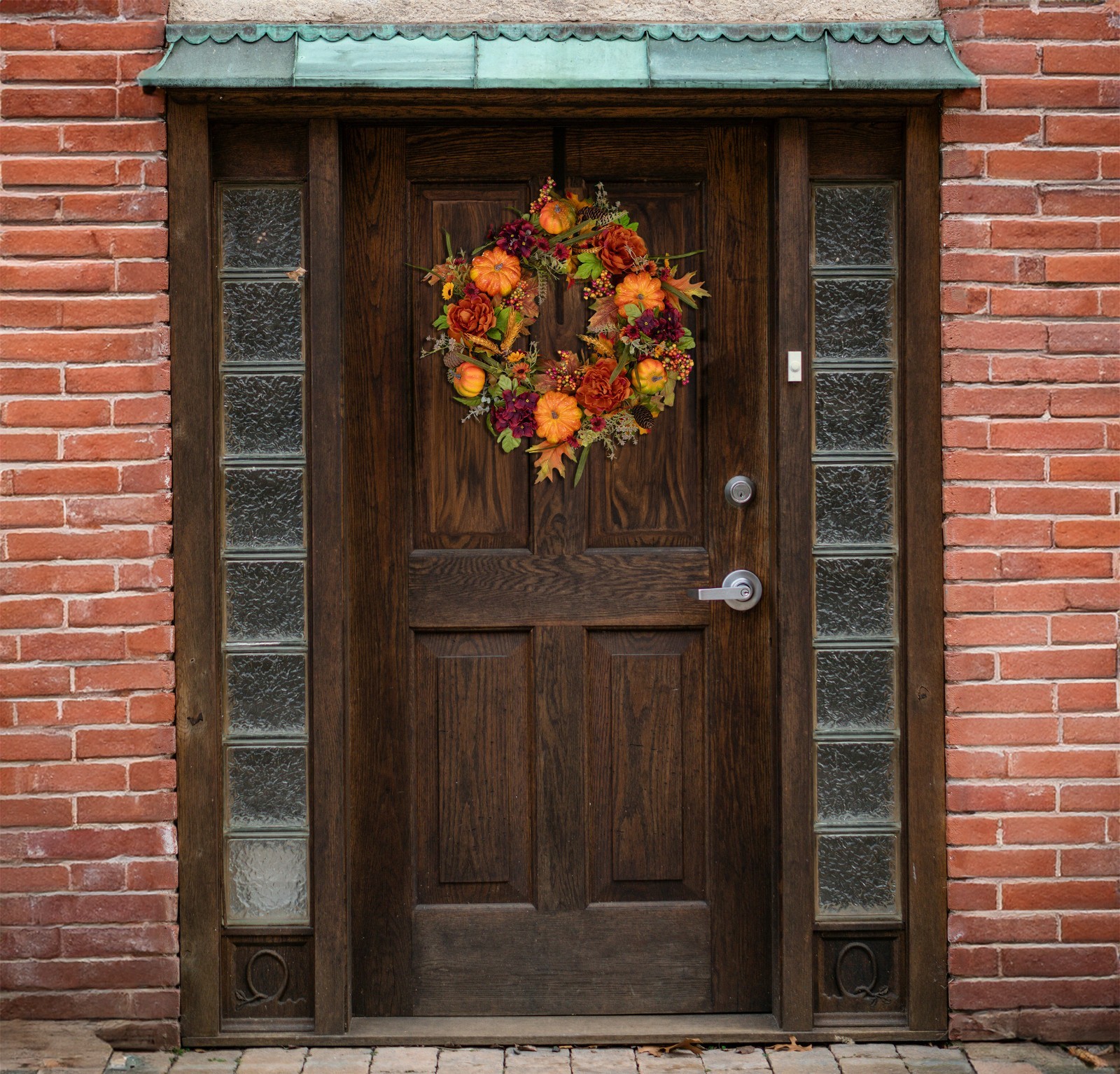 Grapevine Wreaths – Pumpkin Harvest Wreath with Door Hanger