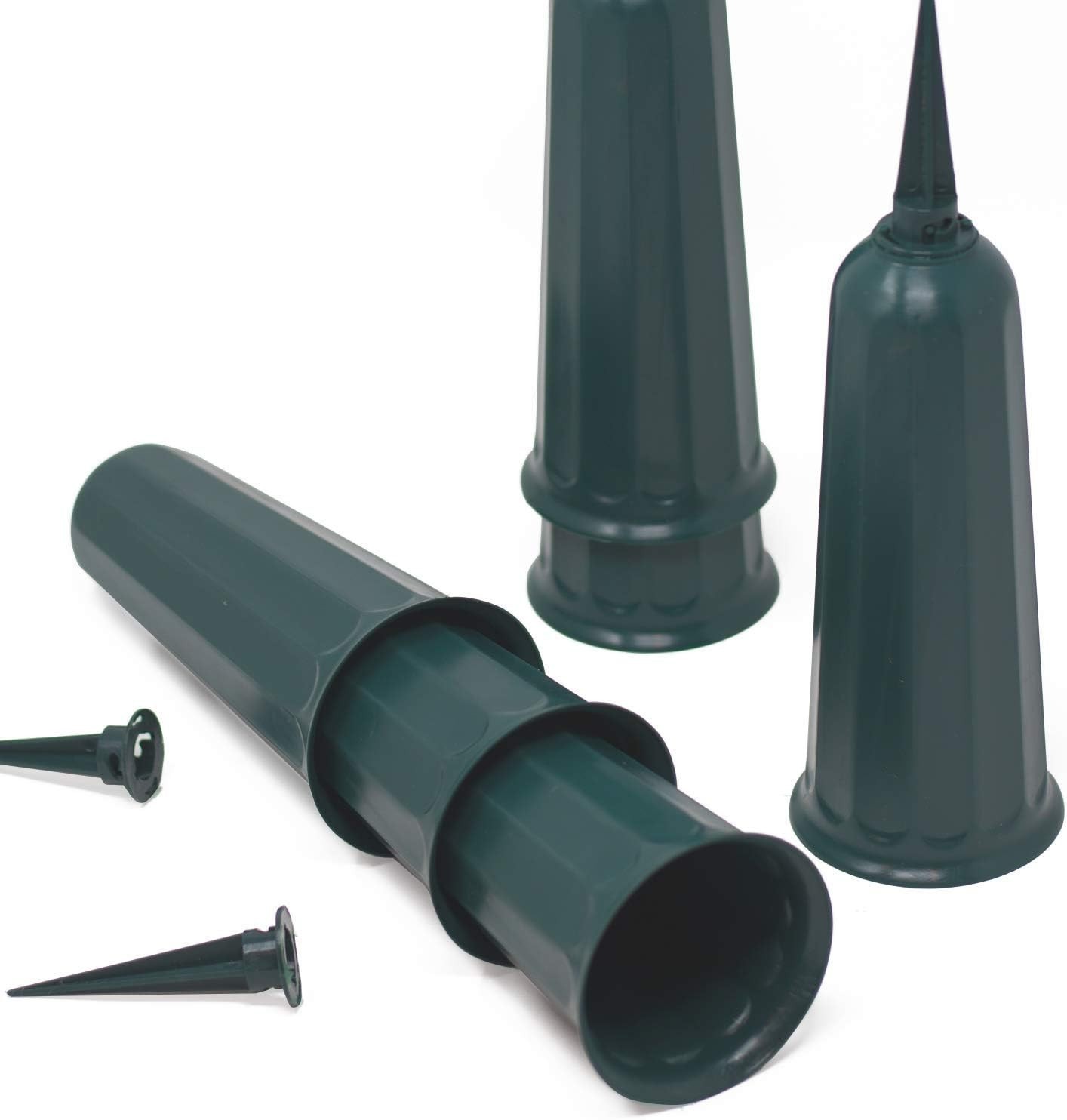 6pk Memorial Floral Vase 7 Inch Green Polypropylene Cemetery Ground Stakes