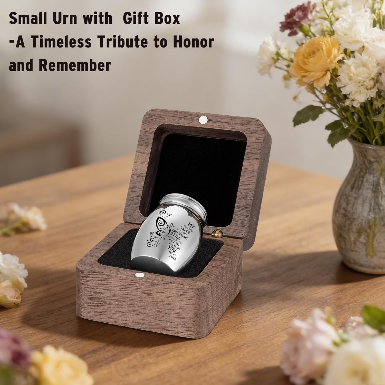 Wooden Gift Box for Ashes, Small Urns for Human Ashes Keepsake, 1.57 Inches Stai
