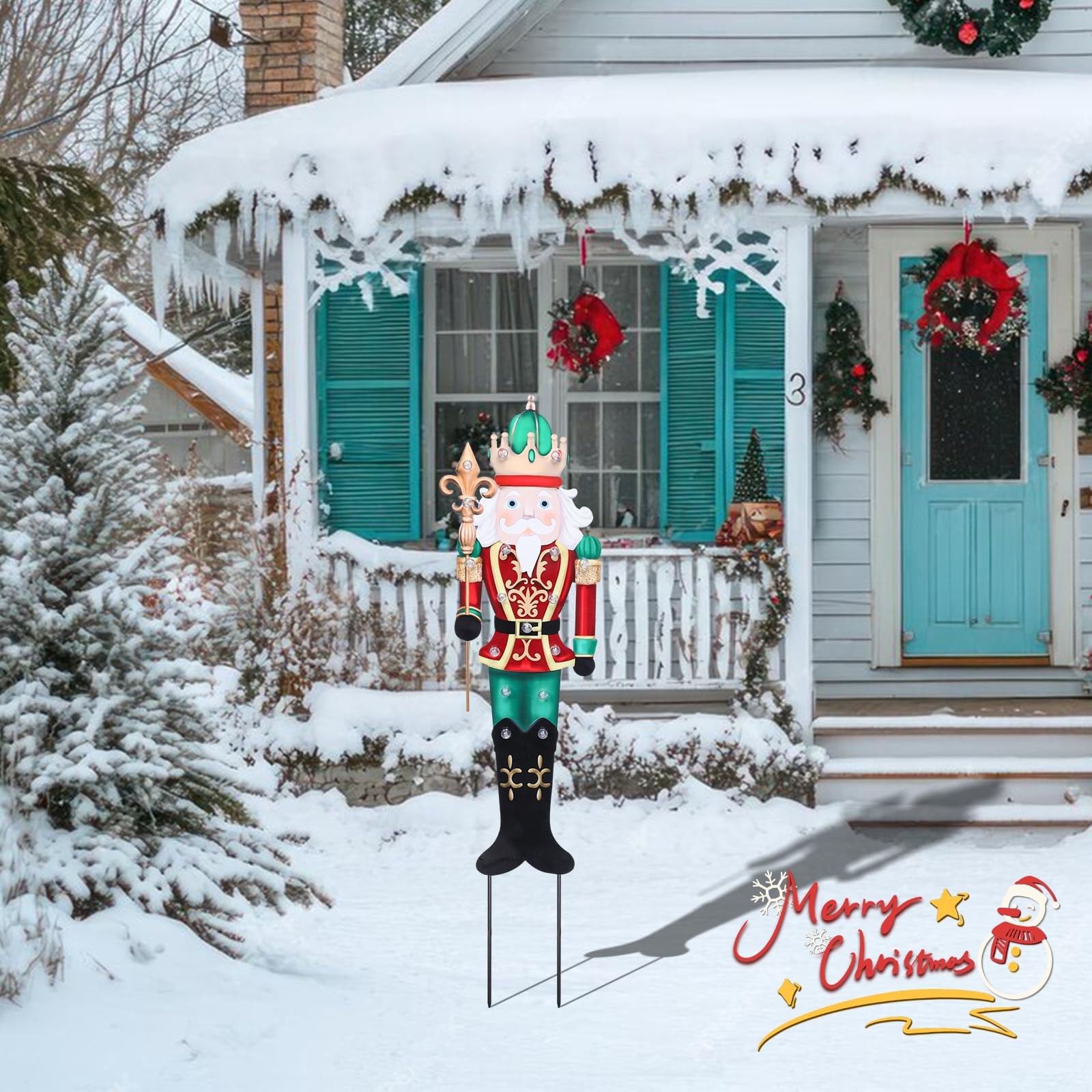 Outdoor Nutcracker Christmas Yard Stakes, Metal Yard Signs, Led Light Soldier…
