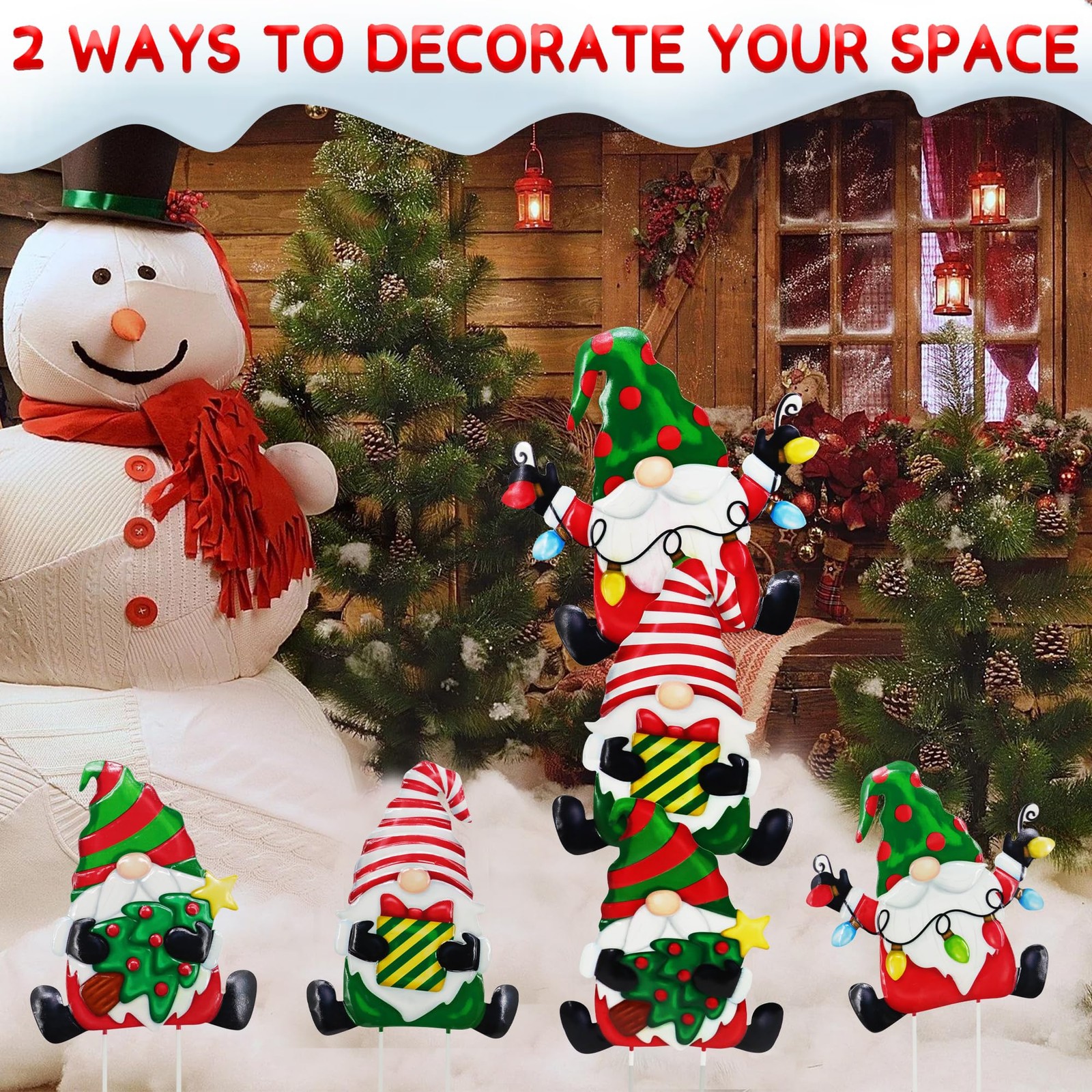Metal Christmas Yard Signs 3 Pack Gnome Decor for Garden and Lawn